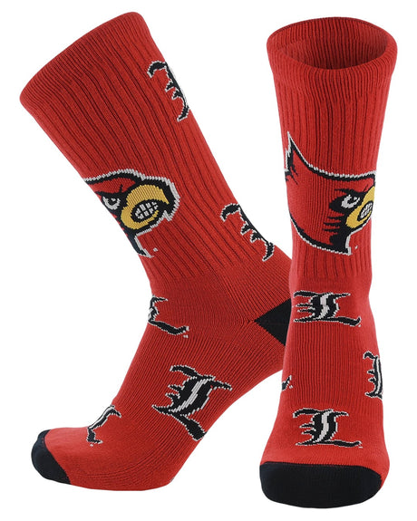 TCK Louisville Scarlet/Black/White / Large Louisville Cardinals Mayhem Crew Socks