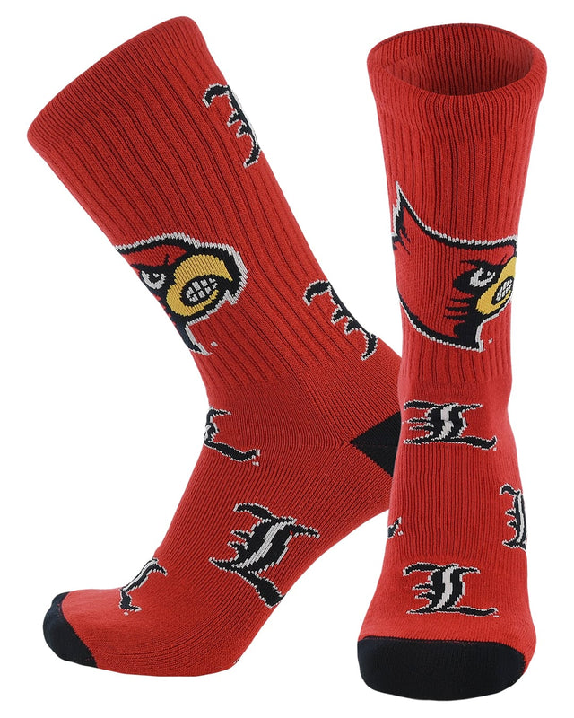 TCK Louisville Scarlet/Black/White / Large Louisville Cardinals Mayhem Crew Socks