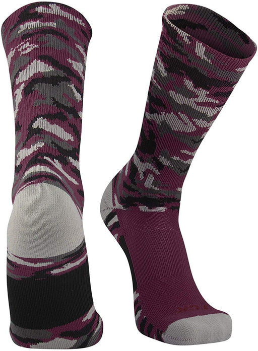 TCK Maroon Camo / Medium Elite Sports Socks Woodland Camo Crew