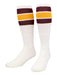 TCK Maroon/Gold / Large Retro Tube Socks 3 Stripes Over the Calf