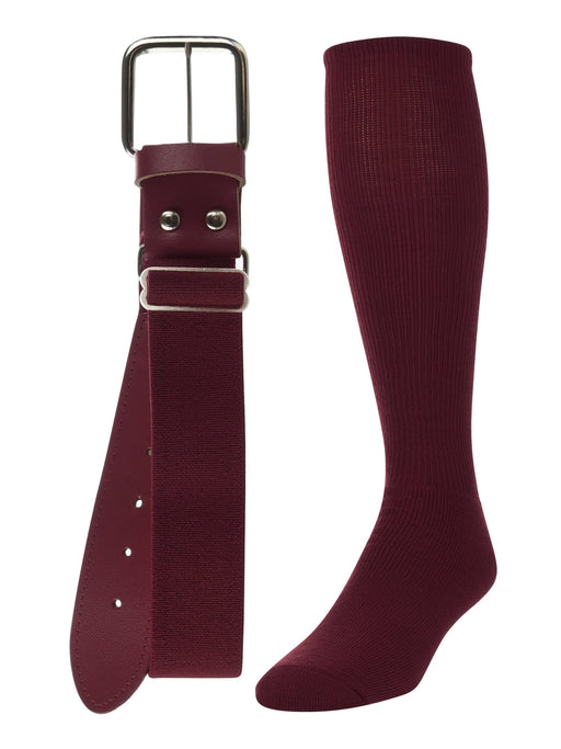 TCK Maroon / Medium Softball and Baseball Belts & Socks Combo For Youth or Adults