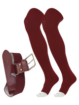 TCK Maroon / Small Prosport Belt and Socks Combo | Over the Knee Sock