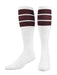 TCK Maroon / Small Retro Tube Socks 3 Stripes Over the Calf