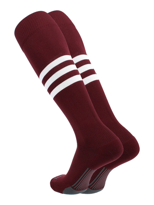 TCK Maroon/White / Large Elite Performance Baseball Socks Dugout Pattern B