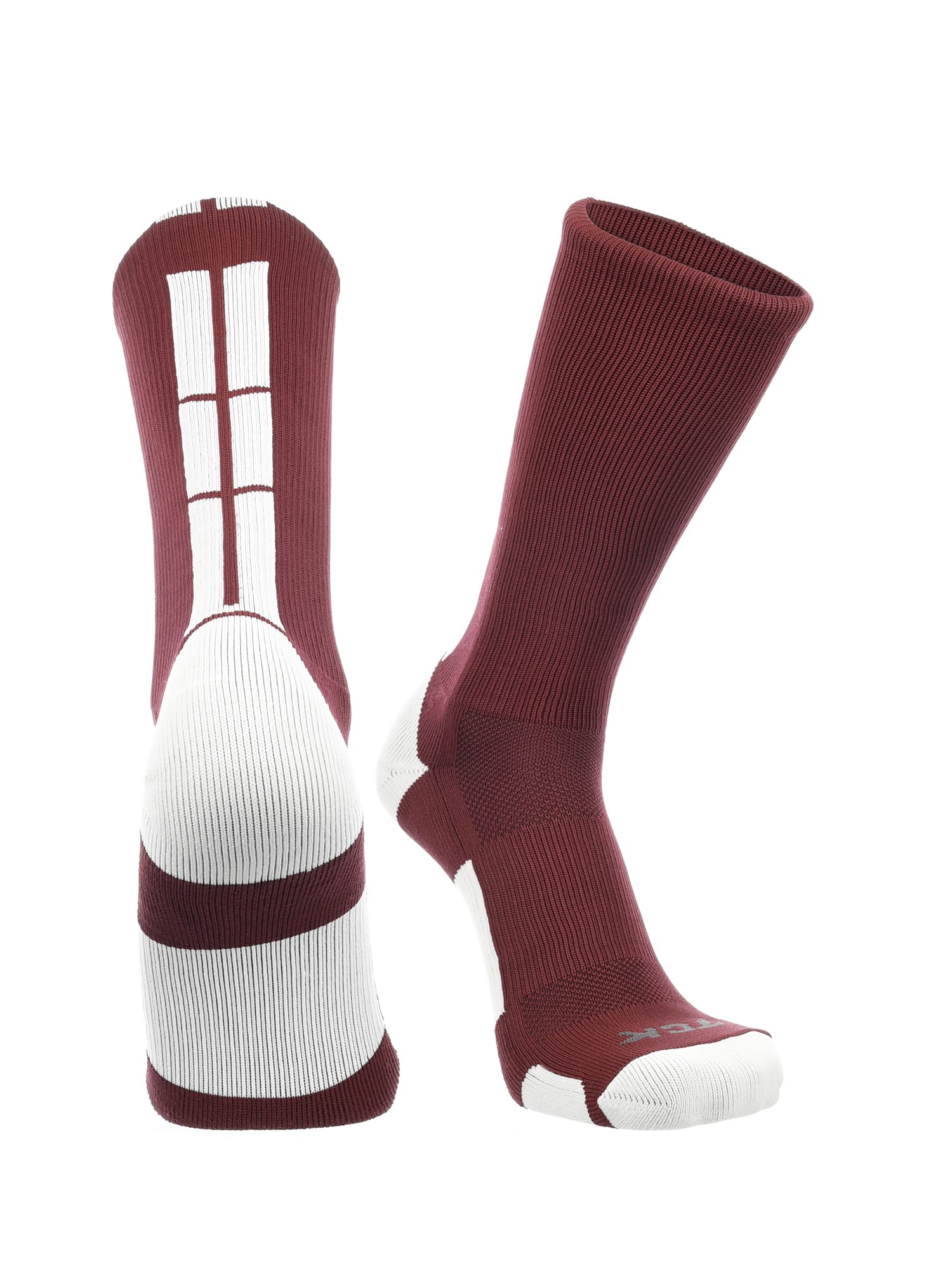 TCK Maroon/White / Medium Baseline 3.0 Athletic Crew Socks Adult Sizes Team Colors