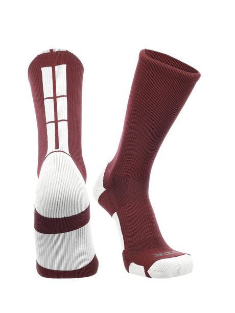 TCK Maroon/White / Medium Baseline 3.0 Athletic Crew Socks Adult Sizes Team Colors