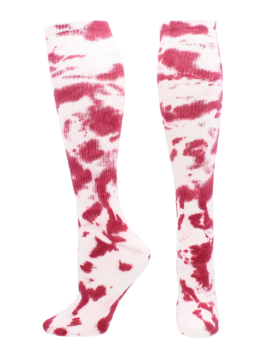 TCK Maroon/White / Small Tie Dye Multisport Tube Socks Soccer Softball