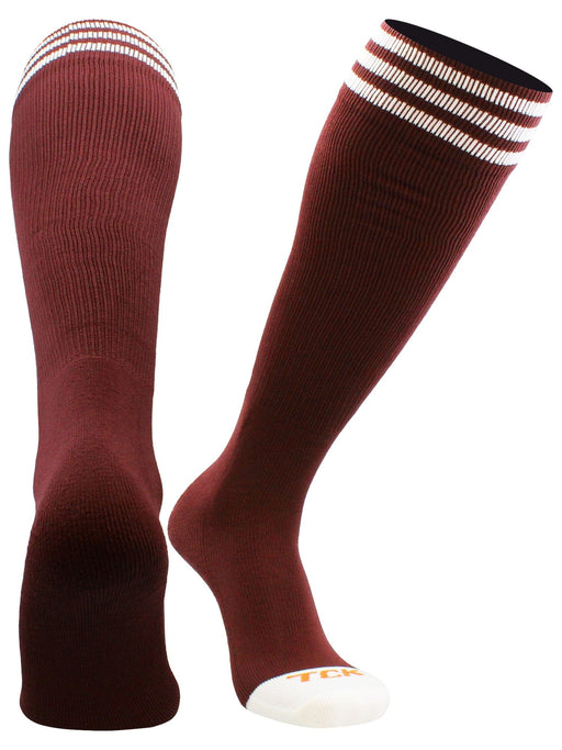 TCK Maroon/White / X-Small Prosport Striped Tube Socks for Soccer