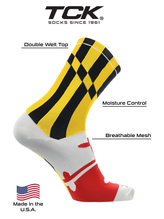 TCK Maryland Flag Socks Crew Length