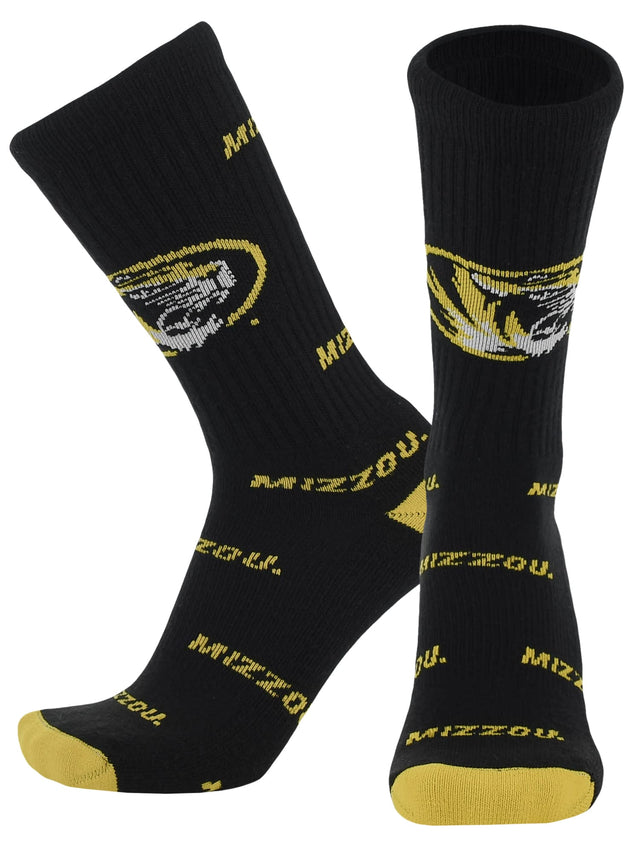 TCK Missouri Black/Gold / Large Missouri Tigers Mayhem Crew Socks