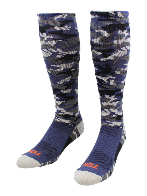 TCK Navy Camo / X-Large Elite Long Sports Socks Woodland Camo Over the Calf