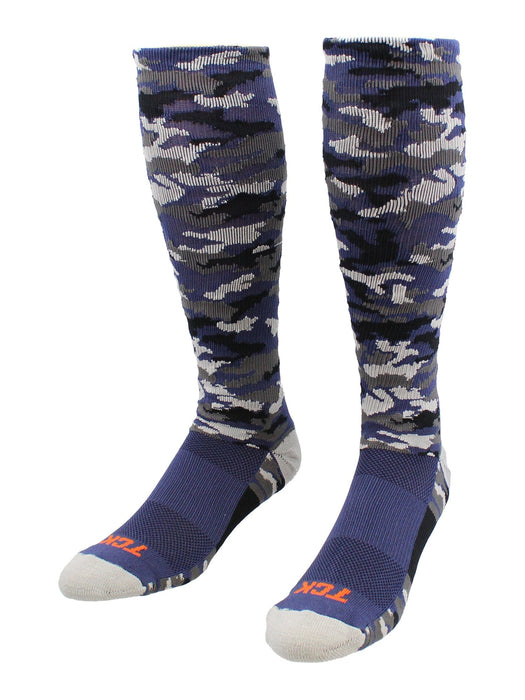 TCK Navy Camo / X-Large Elite Long Sports Socks Woodland Camo Over the Calf