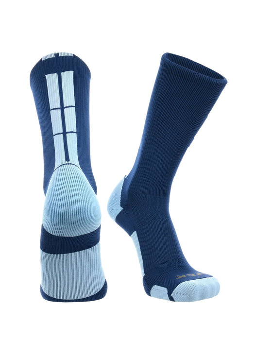 TCK Navy/Columbia Blue / Small Baseline 3.0 Athletic Crew Socks Youth Sizes Team Colors