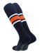 TCK Navy/Orange/White / Large Elite Performance Baseball Socks Dugout Pattern E