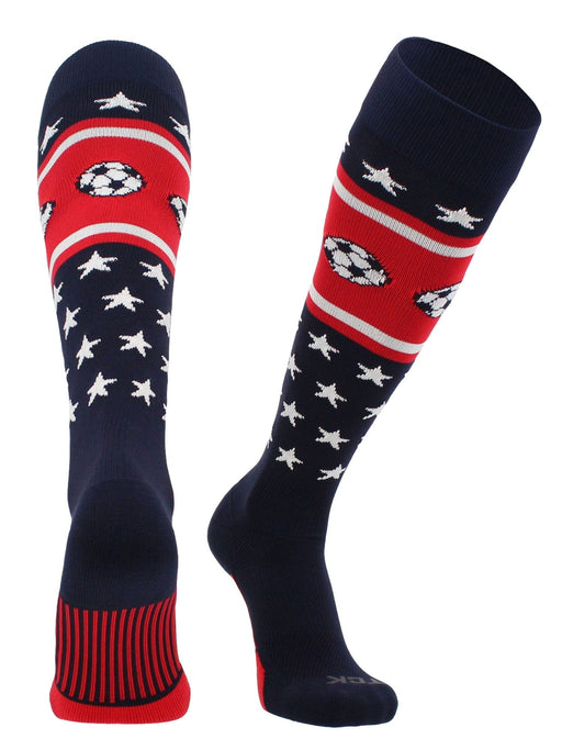 TCK Navy/Scarlet/White / Large Patriotic USA Soccer Socks