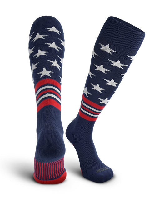 TCK Navy/Scarlet/White / Large TCK Freedom Dugout USA Made Stars & Stripes OTC Socks