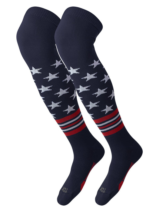 TCK Navy/Scarlet/White / Large TCK Freedom Dugout USA Made Stars & Stripes OTK Socks