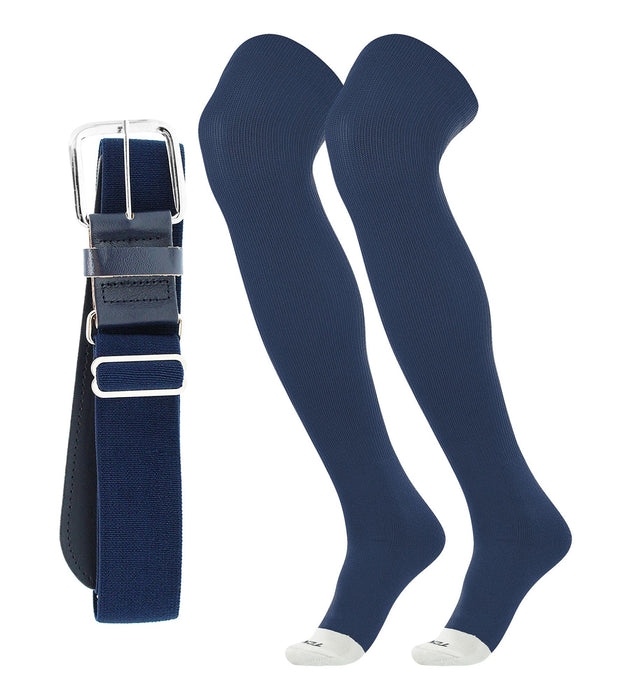 TCK Navy / Small Pro Plus Performance Sports Belt and Socks Combo Over the Knee