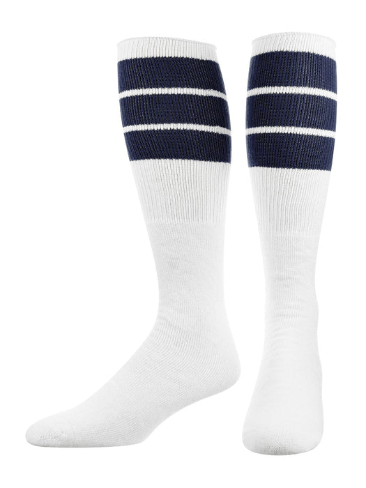 tube socks 1970's 80's gym socks geek love knee socks blue stripe