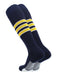 TCK Navy/White/Gold / Large Elite Performance Baseball Socks Dugout Pattern D