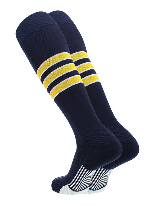 TCK Navy/White/Gold / X-Large Elite Performance Baseball Socks Dugout Pattern D