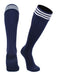 TCK Navy White / Medium European Striped Soccer Socks Fold Down Top