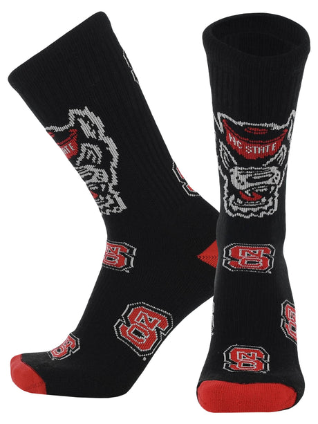TCK NC State Black/Scarlet/White / Large NC State Wolfpack Mayhem Crew Socks