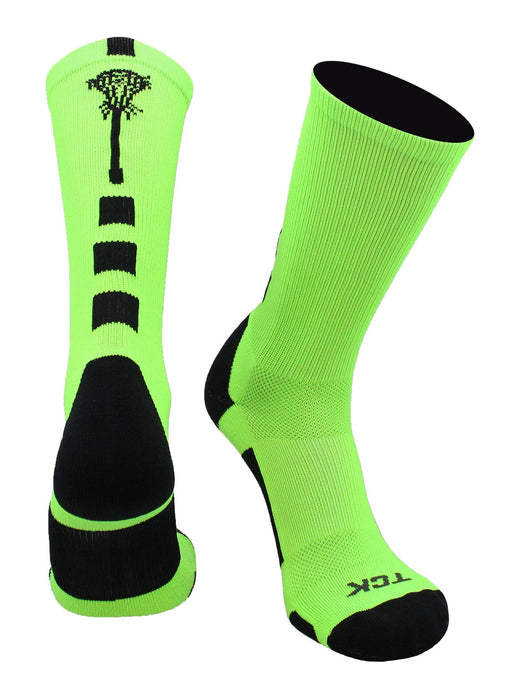 TCK Neon Green/Black / Large Lacrosse Socks Midline Logo Crew