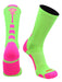 TCK Neon Green/Hot Pink / Large Lacrosse Socks Midline Logo Crew