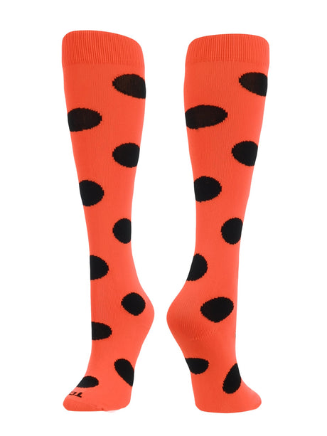 TCK Neon Orange/Black / Small Krazisox Polka Dot Over The Calf Socks