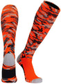 TCK Neon Orange / Medium Elite Long Sports Socks Woodland Camo Over the Calf