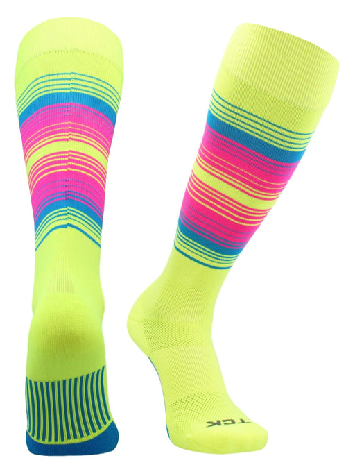 TCK Neon Yellow/Electric Blue/Hot Pink / Large Dugout Hype Socks For Baseball and Softball