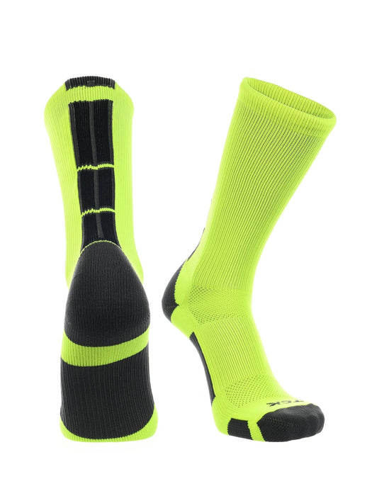 TCK Neon Yellow/Graphite/Black / X-Large Baseline 3.0 Athletic Crew Socks Adult Sizes Team Colors