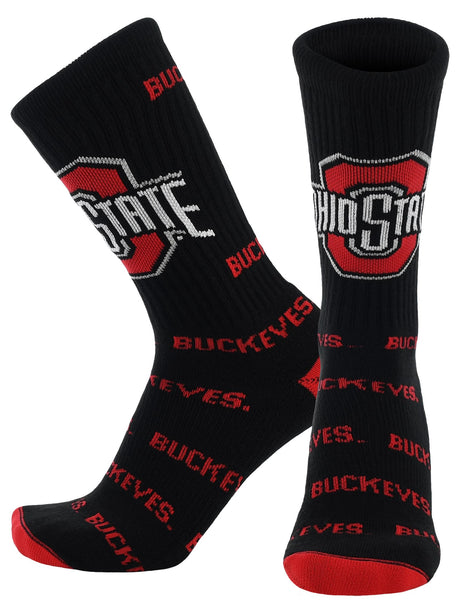 TCK Ohio State Black/Scarlet / Large Ohio State Buckeyes Mayhem Crew Socks