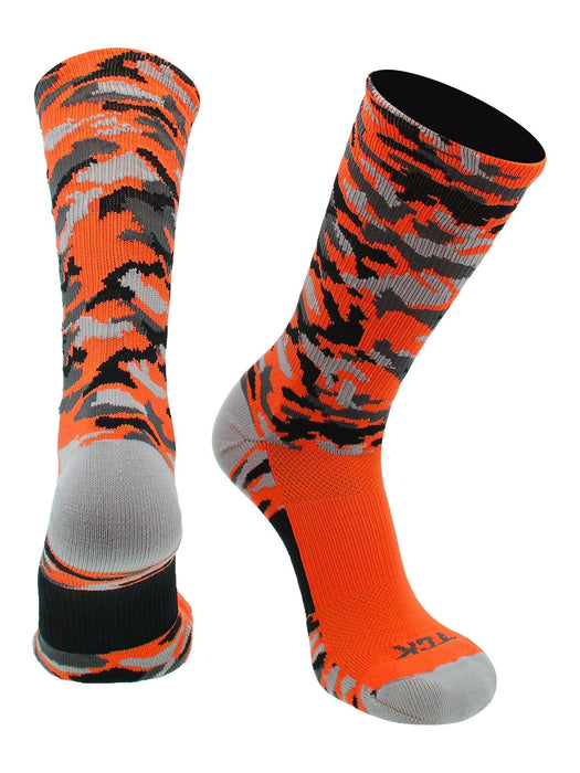 TCK Orange Camo / Large Elite Sports Socks Woodland Camo Crew