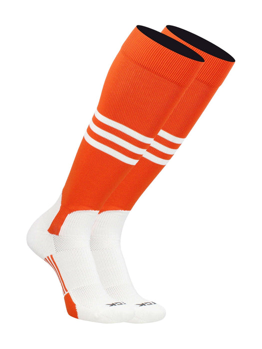 TCK Orange/White / Large Baseball Stirrup Socks with Stripes Pattern B