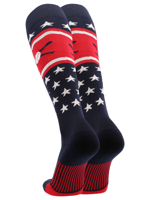 TCK Patriotic USA Baseball Socks with Baseball Bats Logo