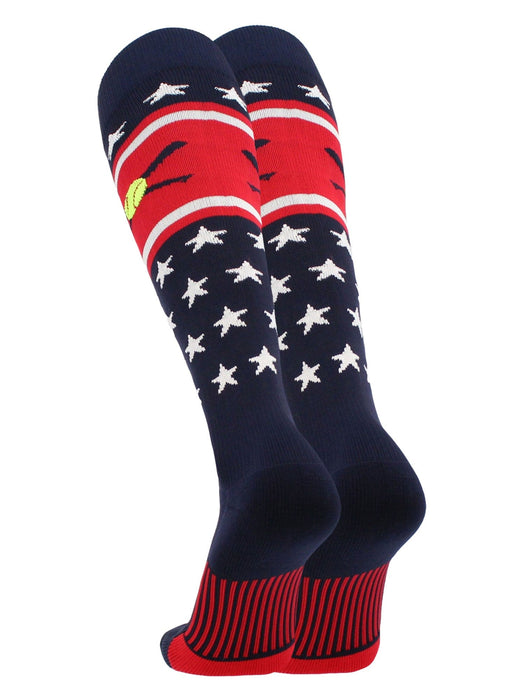 TCK Patriotic USA Softball Socks with Softball Bats Logo