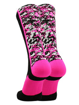 TCK Pink Awareness Sports Socks Digital Camo Crew