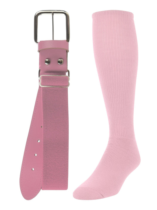 TCK Pink / Medium Softball and Baseball Belts & Socks Combo For Youth or Adults