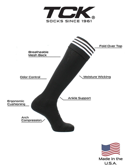 TCK Premier Soccer Socks with Fold Down Stripes