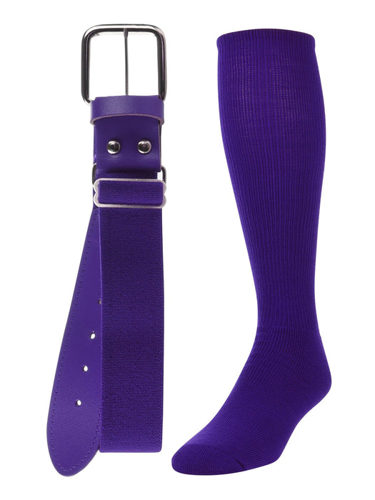 TCK Purple / Medium Softball and Baseball Belts & Socks Combo For Youth or Adults