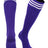 TCK Purple White / Large European Striped Soccer Socks Fold Down Top