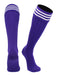 TCK Purple White / Large European Striped Soccer Socks Fold Down Top
