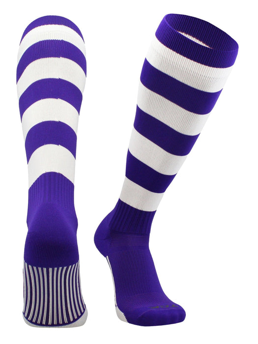 TCK Purple/White / Large Striped Rugby Socks