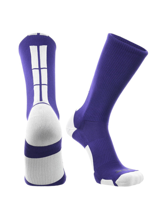 TCK Purple/White / X-Large Baseline 3.0 Athletic Crew Socks Adult Sizes Team Colors