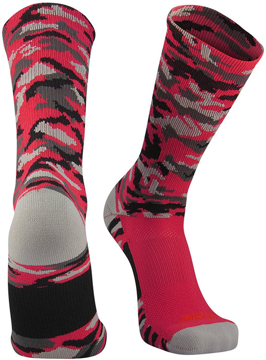 TCK Red Camo / Large Elite Sports Socks Woodland Camo Crew