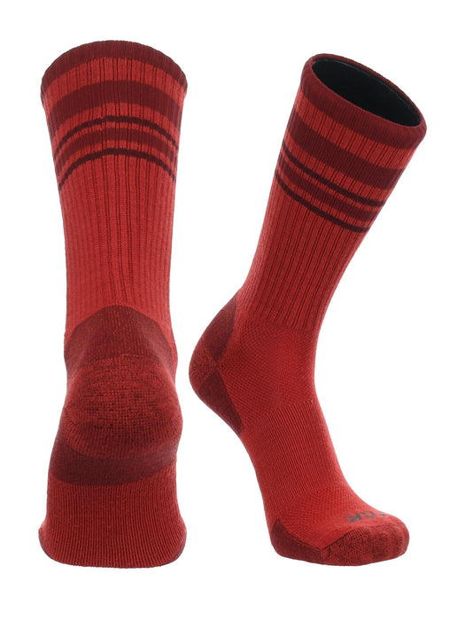 TCK Red/Cardinal / Medium Striped Merino Wool Hiking Socks For Men & Women