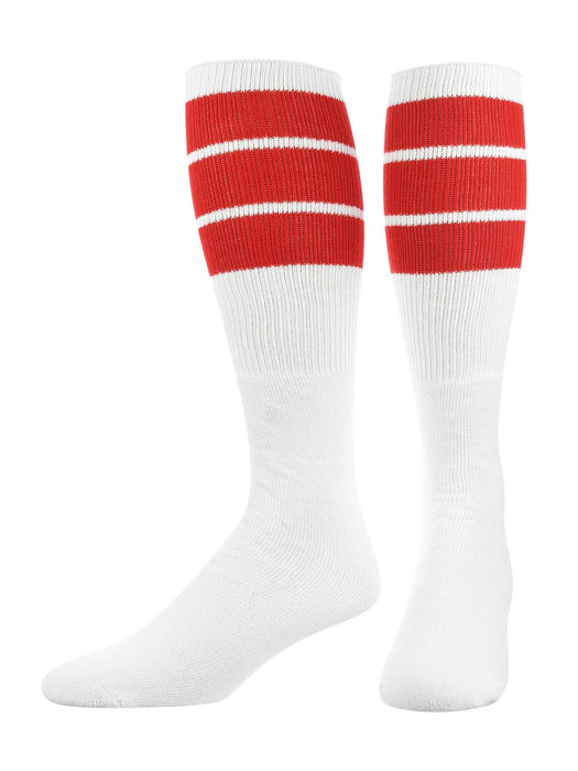TCK Red / Small Retro Tube Socks 3 Stripes Over the Calf