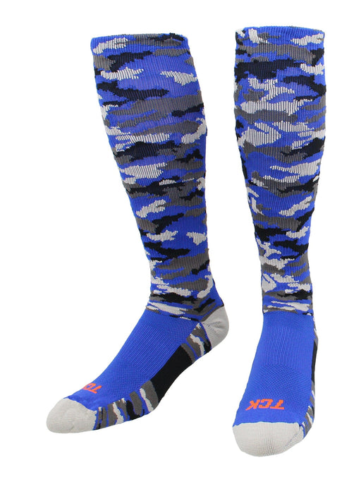 TCK Royal Camo / Large Elite Long Sports Socks Woodland Camo Over the Calf